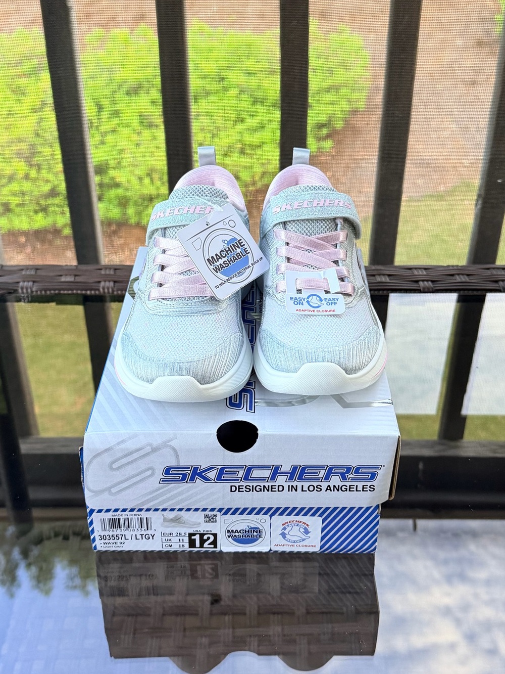 Skechers Girls' Light Pink and Silver Slip-On Athletic Sneakers Size 12 NWT - Picture 2 of 9